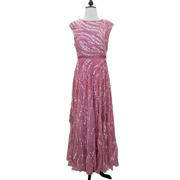 Mac Duggal 5445 Purple Pink Plum Embellished Cap Sleeve Evening Gown Dress 8 - Picture 2 of 12